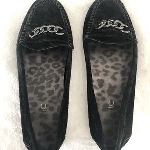 Vionic black suede loafers